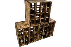 Kistenkolli Altes Land 3 x geflammtes Weinregal 16er Maße 40x40x27cm aus Holz Flaschenablage Weinregal für 16 Flaschen