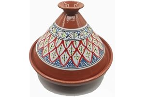 ETNICO ARREDO Tajine 2910201103 Faitout Terre cuite Plat ethnique Marocain Tunisino XL 32 cm