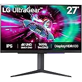 LG UltraGear 4K Gaming Monitor 27GR93U, 27 inch, 4K, 144Hz, 1ms GtG, IPS Display, HDR 10, NVIDIA G-Sync compatible & AMD Free