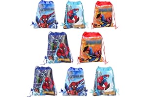 Spiderma Sac de fête pour Enfant,8 Pièces Sac à Cordon,Sac à Dos Cordon,Sac de Gym Sac à Cordon,Sacs à Cordon de Fête pour Enfants Cadeau Anniversaire Sacs de fête Sac de fête pour de enfants