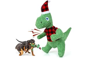 DULZILUZID Jouet Noel Chien – Peluche Dinosaure Verte de Noël pour Chiens, Jouet Couineur de Noël pour Chien, Jouet Cadeau Noel Chien pour Petits, Moyens et Grands Chiens