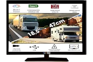 MOBIL VISION Venker 4K Télévision Camping Car Camion Fourgon 12V 24V MOBILVISION 18,5" 47cm - TVWS19
