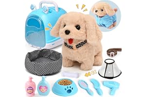 Tacobear Hund Spielzeug Kinder der Läuft und Bellt, Elektrischer Hund mit Leine Hundekäfig Hundemantel Interaktives Haustier Kuscheltier Spielhund Geschenk Spielzeug für Mädchen Junge 3 4 5 6 Jahre