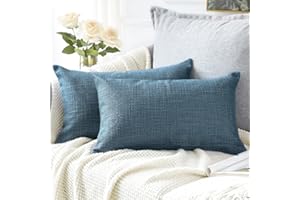Artscope 2 Pezzi Federe per Cuscini in Finto Lino Minimalista Copricuscini Decorativo per Domestica Soggiorno Camera da Letto Divano 30x50cm, Blu