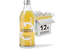 ‎KOMBUCHERY KOMBUCHERY® Ingwer Raw Kombucha BIO | 12 x 330ml Glasflaschen | Fermentierter Tee mit lebenden Darm-Kulturen | Zuckerarm & Kalorienarm | Unpasteurisiert, Vegan, Nachhaltig, Testsieger