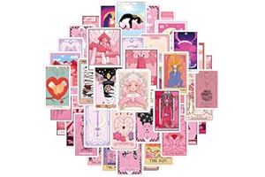 CANVERLENS Tarocchi Rosa adesivi anime Confezione da 100 pezzi | Adesivi per adulti, auto, laptop, bottiglie d'acqua, adesivi per adolescenti Simpatiche decalcomanie in vinile