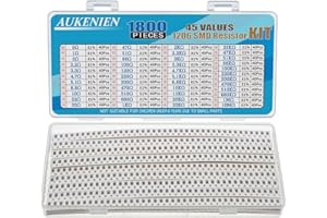 AUKENIEN 1206 Rezystor SMD 45 wartości 1800 sztuk 0R do 10 M Ohm Rezystory 1/4W Zestaw SMT Resistance Asortyment z tolerancją ±1%