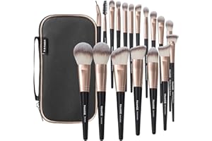 ‎MAANGE Pinselset Makeup, MAANGE 18 Pcs Professionelle Make up Pinsel Set mit Tasche Premium Synthetische Gesicht Kabuki Make Up Pinsel Stiftung Erröten Pulver Lidschatten Schminkpinsel（Kaffee)