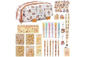 LHOEST Estuche Capibara Papeleria Kawaii 67PCS Capybara Estuche Escolar Niña Chico Capybara Bolis Azul Pegatinas Capibara Llavero Cosas de Capibara Cuaderno Carpincho Estuche de Capibara Pencil Case Animal