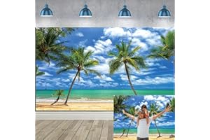BUTEN Plage Tropicale Photographie Toile de Fond Bord de mer Palmier océan Photo Toile de Fond hawaïen Luau mer Claire Bleu Ciel Vacances Voyage Vacances Enfant Adulte Photo Accessoire