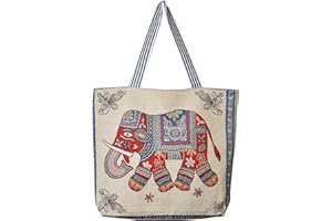 MPEIPILA Borsa Porta Lavoro a Maglia e Uncinetto, Borsa per Attrezzi da Lavori a Maglia per Trasportare Accessori Come Ferri Uncinetti Lana, Borsa Tote Tela per Conservare Progetti Maglia, Elefante