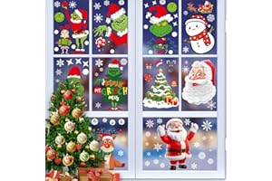 Wohohoho 11 Sheets Christmas Decorations Window Clings. 140Pcs Xmas Window Decals for Glass with Windows Christmas Elf Faces, Tree, Snowman, Snowflake, Santa Claus, Reindeer for Winter Holiday Party
