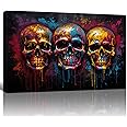 FajerminArt Wooden Framed Graffiti Canvas Wall Art Colorful Skull Skeleton Canvas Prints Painting Wall Artwork Picture for Living Room Bedroom Home Decorations Ready To Hang 24"x36"（60cmx90cm）