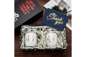 SOVYIME Mr Right and Mrs Always Right Couples Coffee Mugs Cups Gifts Set for Engagement Wedding Bridal Shower Bride and Groom to Be Newlyweds Anniversary - Ceramic Marble 13 Ounce(White&White)