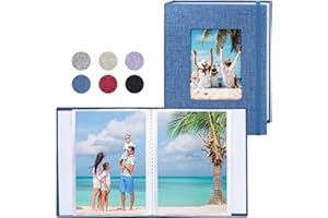 Vienrose Petit Album Photo 10x15 cm, 2 Paquets Couverture en Lin Mini Albums Photos, 26 Poches 52 photos, pour Famille Bébé Mariage