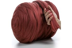 MeriWoolArt 100% Pelote laine merinos, 4-5cm Fil de laine pour feutrage humide et à l'aiguille, Laine à feutrer sec, DIY Couverture épaisse en laine doux, Grosse laine à tricoter pelote