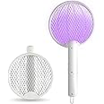 PRIME PICK Electric Mosquito Swatter with LED Fly Trap Light – 3-in-1 Rechargeable Bat for Indoor & Outdoor Use – White