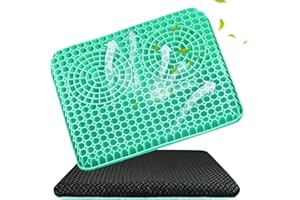 TWIRUSH Gel Seat Cushion, Double Thick Breathable Gel Seat Cushion with Non Slip Cover, Cool Honeycomb Gel Seat Cushion, Soft Gel Car Seat Cushion, Pain Relif Seat Cushion for Home Office Chair Wheelchair