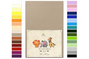 Soft Dream Spannbettlaken 80x180 cm Cappuccino - 100% gekämmte Baumwolle Jersey - Premium Qualität - Spannbetttuch für Kinderbett Juniorbett - OekoTex Zertifiziert - Made in EU - 80x180cm Cappuccino