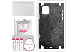 apgo Rückseite + Seiten Schutzfolie, Skin, kompatibel mit Apple iPhone 11, Hinten Displayschutzfolie aus Vinylfolie, Kratzfest, einfache Montage - Schwarzes Leder