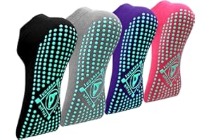 ELUTONG Yoga Socken Anti-Rutsch-Socken (4 Paare) für Damen Pilates, Yoga, Barre, Tanz, Ballett, Kampfsport, Trampolin, Fitness, Krankenhaus, Reha, Heim- und Körperbalance, Sox UK 4-10 / EU 35-43