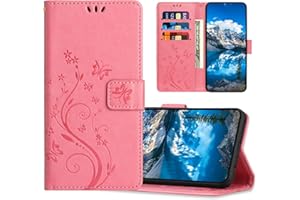 JZASES Hülle für Samsung Galaxy A7 2018, PU Leder Handyhülle, Klappbar Prägung Brieftasche Stoßfeste Schutzhülle Kompatibel mit Samsung A7 2018, Rosa