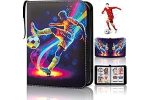 ENAIAH Trading Card Album, Football Card Folder, 4 Pockets, 50 Pages for 400 Cards, Compatible with All Types of Cards, Sports Cards, Book Folder with Zip, Carry Handle (B)