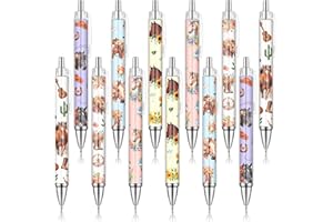 Clabby 12 Pezzi Set Penne a Sfera con Motivo Cavallo Set Penna a Sfera Retrattile Retrattile Penna a Sfera dei Cartoni Animati per Natale Regalo per Festa dell'Insegnante degli Amanti dei Cavallo