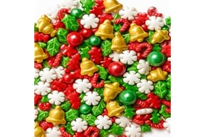 Lozadia 130g Edible Sprinkles Metalic Christmas Pearl Sprinkles Of Pearl Sugar Cake Sprinkles, Edible Christmas Cake Decorations, Sugar Balls for Cupcake Cakes Sprinkle On Xmas (Xmas Mix)