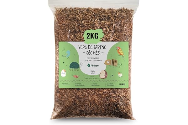 vers de Farine Séchés | 2kg | Insectes Comestibles vers de Farine pour Oiseaux du Ciel Insectes séchés Nourriture Oiseaux Exterieur
