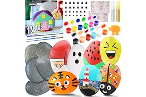 Halobios Rock Painting Kit, Crafts Kits for Kids, 56 Pcs Arts and Crafts for Kid, 12 Stone Painting Kit, Kids Painting Set, Creative Toys & Gifts & Presents for Boys Girls Ages 3-12