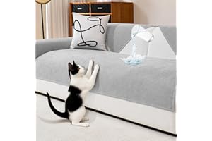 DeepDream Wasserdicht Sofa Überzug Chenille Sofabezug, Kratzfest Hund Katze Sofaschoner, Rutschfester Sofa Cover Couch Überzug 2 3 4 Sitzer für U Form L Form Sektionssofa (Hellgrau, 90 * 210cm)