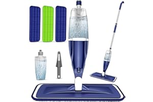 Spray Wet Mops with 3 Reusable Washable Pads for Cleaning Floors - EXEGO Dust Dry Mop Microfibre Floor Mop with Spray Household Flat Mops for Cleaning Laminate Tile Wood Hardwood