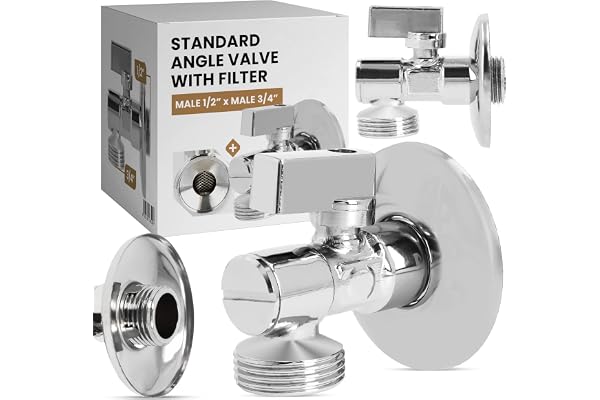 Vinkelventil med Filter 1/2'' x 3/4'' Yttre Gänga Vinkelkulventil Förkromad Mässing Tvättmaskin Diskmaskin Kallvattenrör Varmvattenrör Vattenanslutning Skruvlock