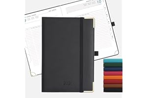 IN-LUXPRO Agenda 2026 Journalier: Planificateur quotidien Planner 1 Page par Jour, D'Jan 2026 à Déc 2026(12 Mois) Papier 80 g/m², A5 Moyen 21,5x15 cm, pochette intérieure, cuir végan Noir