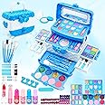 Kids Makeup Sets For Girls - Girls Toys Children Makeup Set Washable Make Up Set for Little Girls,Princess Play Games Kids Toys Presents,Teenage Gifts Christmas Birthday For Age 4-12 Year Old (Blue)