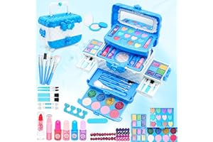 MRABBITOO Trucchi per Bambine Set - 57 Pezzi Trucco per Bambina Anallergici Valigetta Trucchi Ragazze,Frozen Giocattoli Giochi Trousse Trucchi Bambina,Natale,Regalo di Compleanno per Ragazze 4 5 6 7 8 9 10 Anni