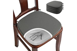 BUYUE Luxus Memory Foam Stuhl Kissen 4 Pack, Jacquard 40cm U-Form komfortable Esszimmerstuhl Pad, abnehmbare rutschfeste Küche Stuhl Sitzkissen, (4 Stück, grau)
