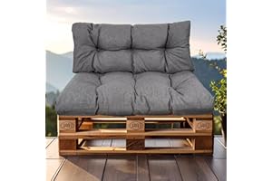 ‎SLIPIO SLIPIO Fillpro+ Pallet Cushion, Cushion for Euro Pallets, Filling, Weatherproof Pallet Cushion (2-Piece Set - 1 x Back Cushion 120 x 40 cm + 1 x Seat Cushion 120 x 80 cm - Dark Grey)