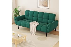 HIPIHOM Sofa Mit Schlaffunktion, Klappsofa Sofa 3 Sitzer, Schlafsofa 195x85cm, Bequemes Geeignet Für Wohnzimmer, Büro, Lounge, Zimmer, Schlafzimmer (Grün)