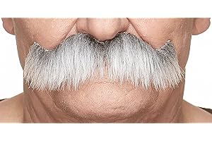 Mustaches Self Adhesive Rocking Grandpa's Fake Mustache, Novelty, False Facial Hair, Costume Accessory for Adults, Gray and White Color