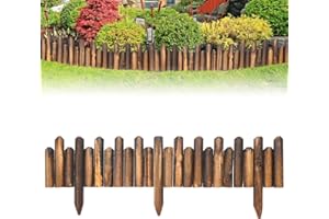 lesolar Wooden Edging for Garden Borders,Garden Fencing Border,Wooden Short Rolled Edge Fence,Lawn & Flower Bed Outdoor Landscape Edges Border,Flexible Decorative Borders,Border Edging Garden (NY027)