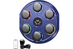 Infaebo Macchina da Boxe Musicale, Extra Large Professionale a Parete con LED Dinamico et Guantone, Bluetooth Smart, Musica Elettronica a 12 velocità, per Adulti e Bambini, Interni e Palestre, Blu