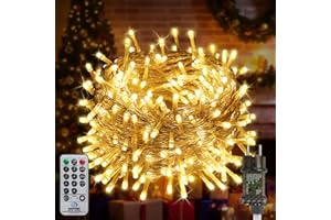 FairyGlim Weihnachtslichterkette mit Fernbedienung-20M 200 LED für Wasserdichte Outdoor Lichterkette mit 8 Modi. Ideal für Gärten, Partys, Terrassen und Balkon festliche Deko (warmweiß)