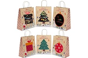 PRINTME3D SHAPE YOUR PROJECTS 12 Sacchetti Regalo Natale |Buste Regalo Natale |Sacchetti Natalizi In Carta Kraft |Sacchetto Regalo con Spazio per Scrivere Auguri Personalizzati (Marrone G)