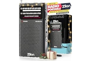 ZILON Radio à Piles Portable Petite Analogique Transistor FM Entrée pour Écouteurs Kit d’Urgence Excellente Réception Petit Poche Utilisation Simple Personnes Âgées Chiffres Grands pour Vision Facile AA