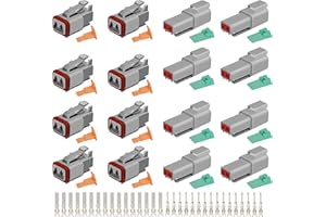 FKSOWBBK Deutscher Stecker KFZ 2 Polig,DT-Stecker-Set,8 Sätze Wasserdichter Elektrischer Steckverbinder,22-18AWG DT Serie Kabelstecker für Auto, Motorräder, LKW, Boots
