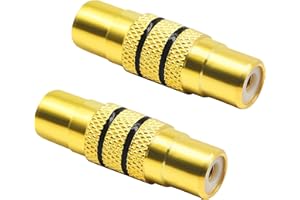 zdyCGTime 2 adattatori placcati in oro per audio video RCA femmina a RCA femmina, accoppiatori A/V audio e video in metallo (oro) 1 rca-black circle