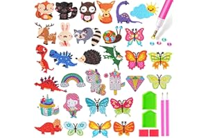 KKSJK 31 Stücke Kinder 5D Diamond Painting Bilder Set, DIY Tiere Diamant Malerei Aufkleber Kit, Crystal Art Kunsthandwerk für Kind und Erwachsene Anfänger