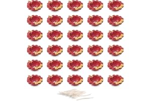 KSJONE Colourful 12 Set Diya with Cotton Wicks Batti Traditional Handmade Terracotta Natural Earthen Oil Lamp Deepak Welcome Diya Earthen Diyas for Lighting Decoration